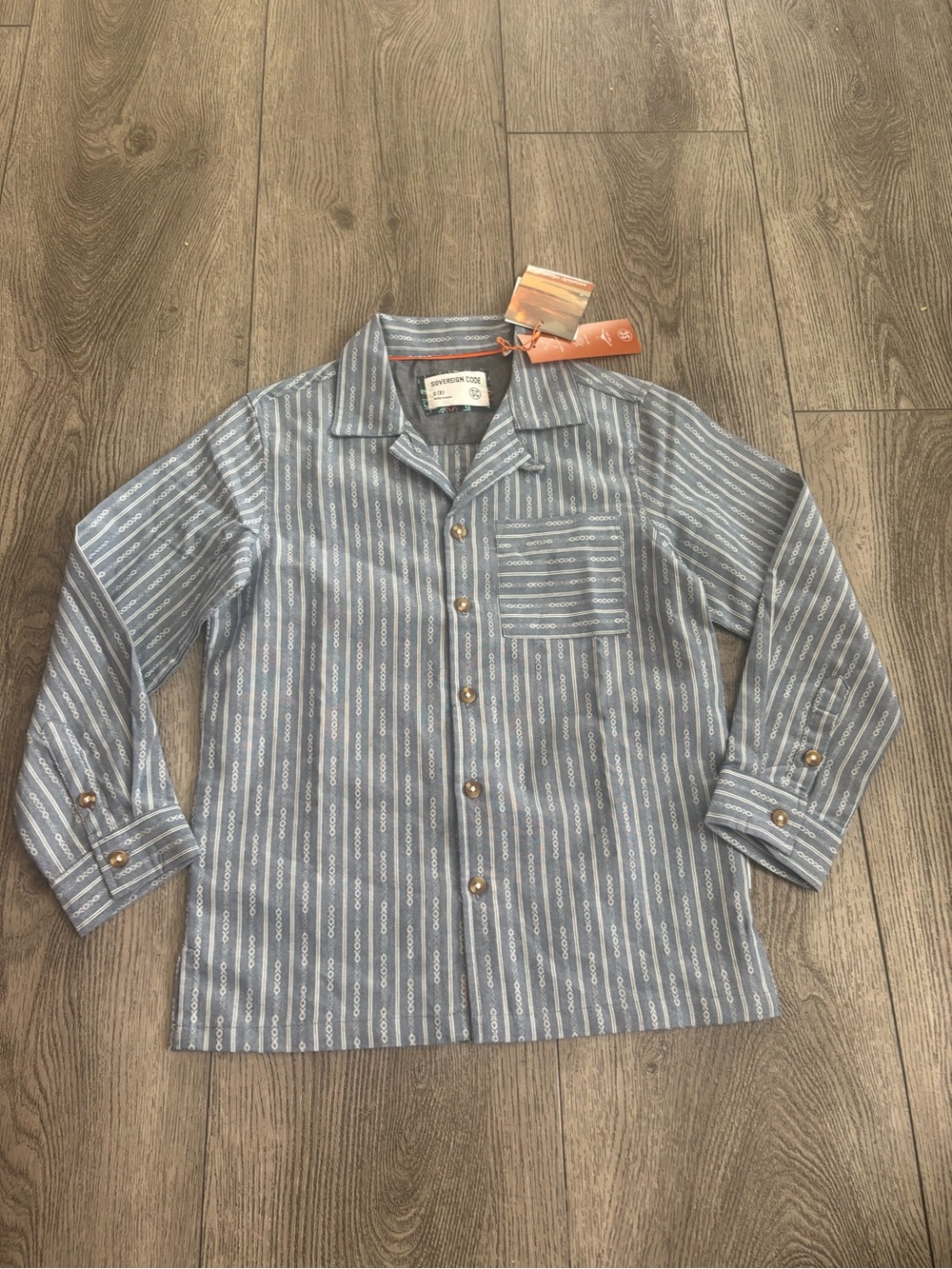 Sovereign Code Blue & White Striped Casual Button-Down Shirt